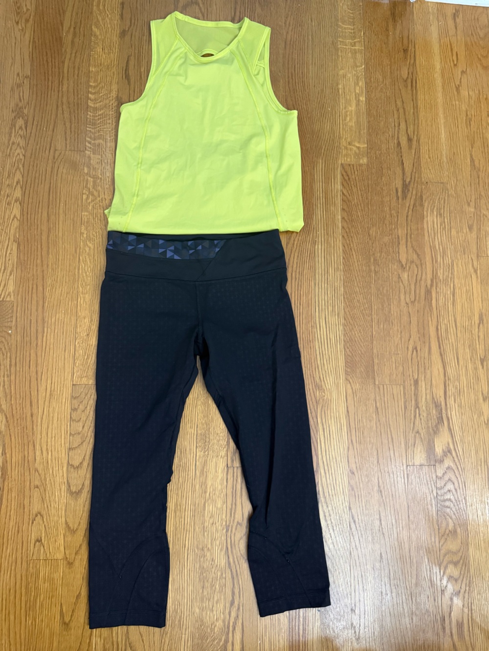 Black Lululemon leggings – Neon Yellow Active Top Included